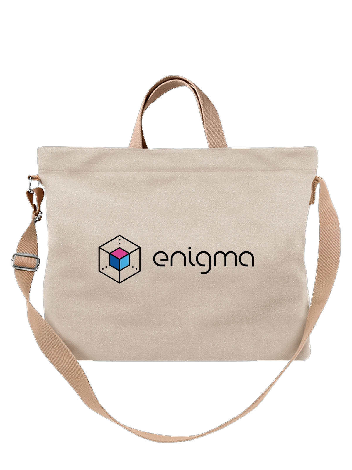 Сумка Enigma белая с принтом — современная айдентика — Белая, фото 1
