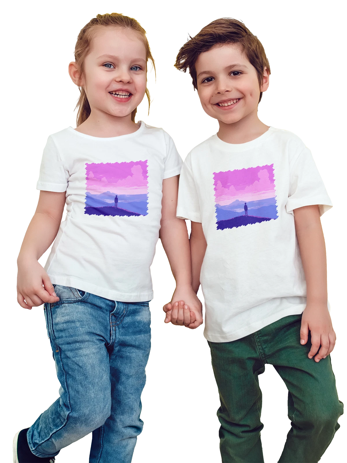 Футболка детская Фантастика Lofi boy Пейзаж белая с принтом — креативный принт — Белая, фото 1