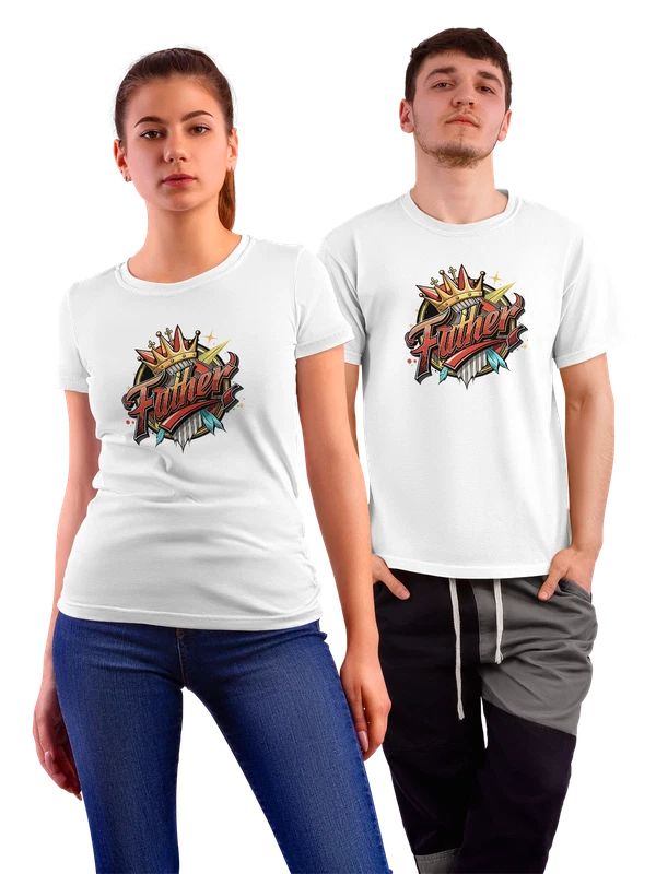 Футболка Отец Father cartoon корона перья звезды — Белая, фото 1