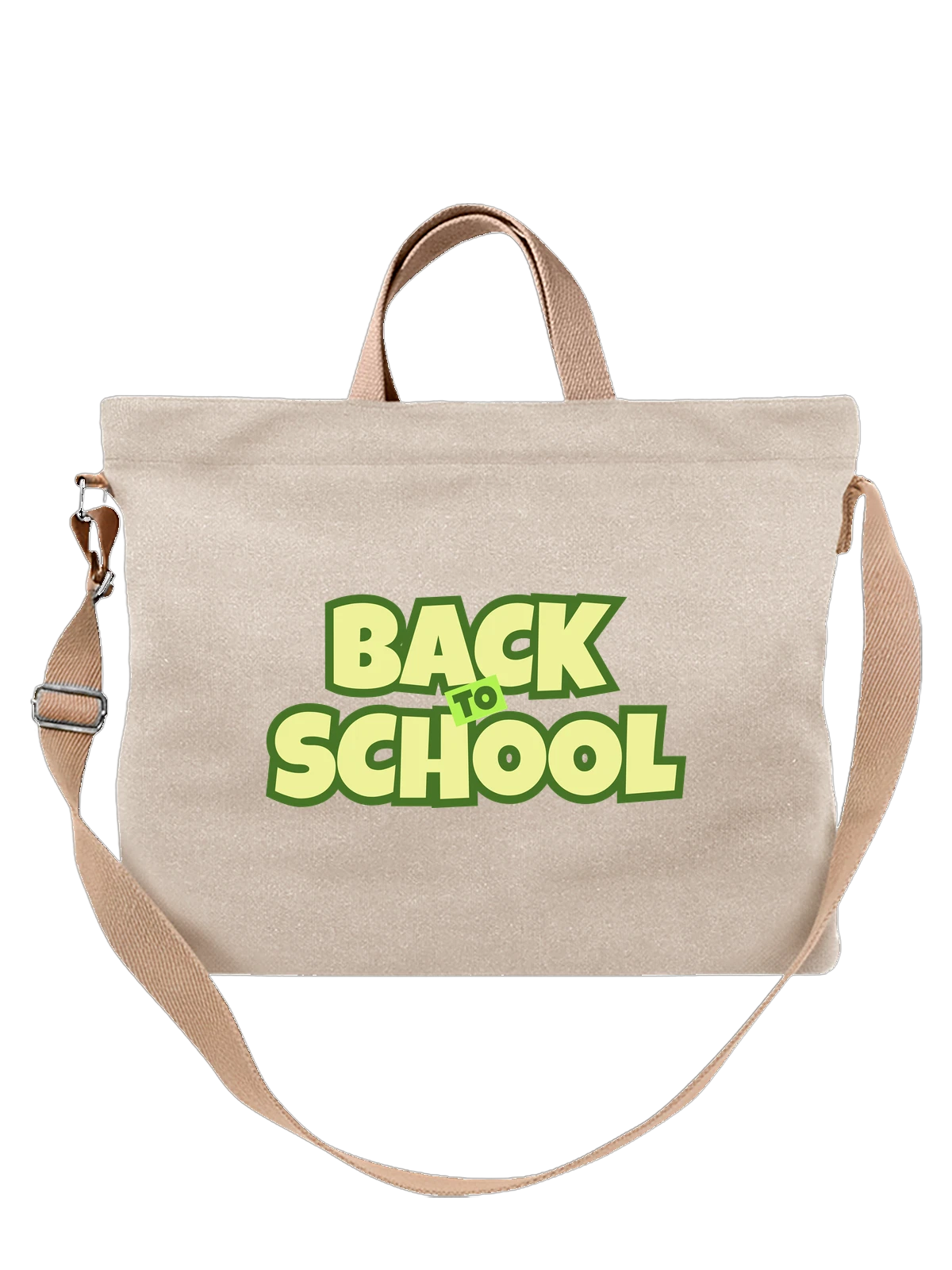 Сумка бежевая с принтом Back to School надпись школа — школьная тема — Бежевая, фото 1