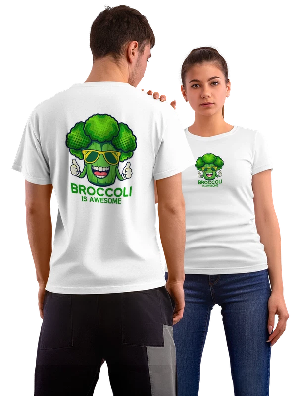 Футболка брокколи broccoli is awesome — Белая, фото 1