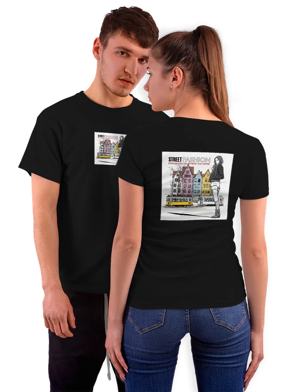 Футболка девушка мода — Чёрная, фото 1