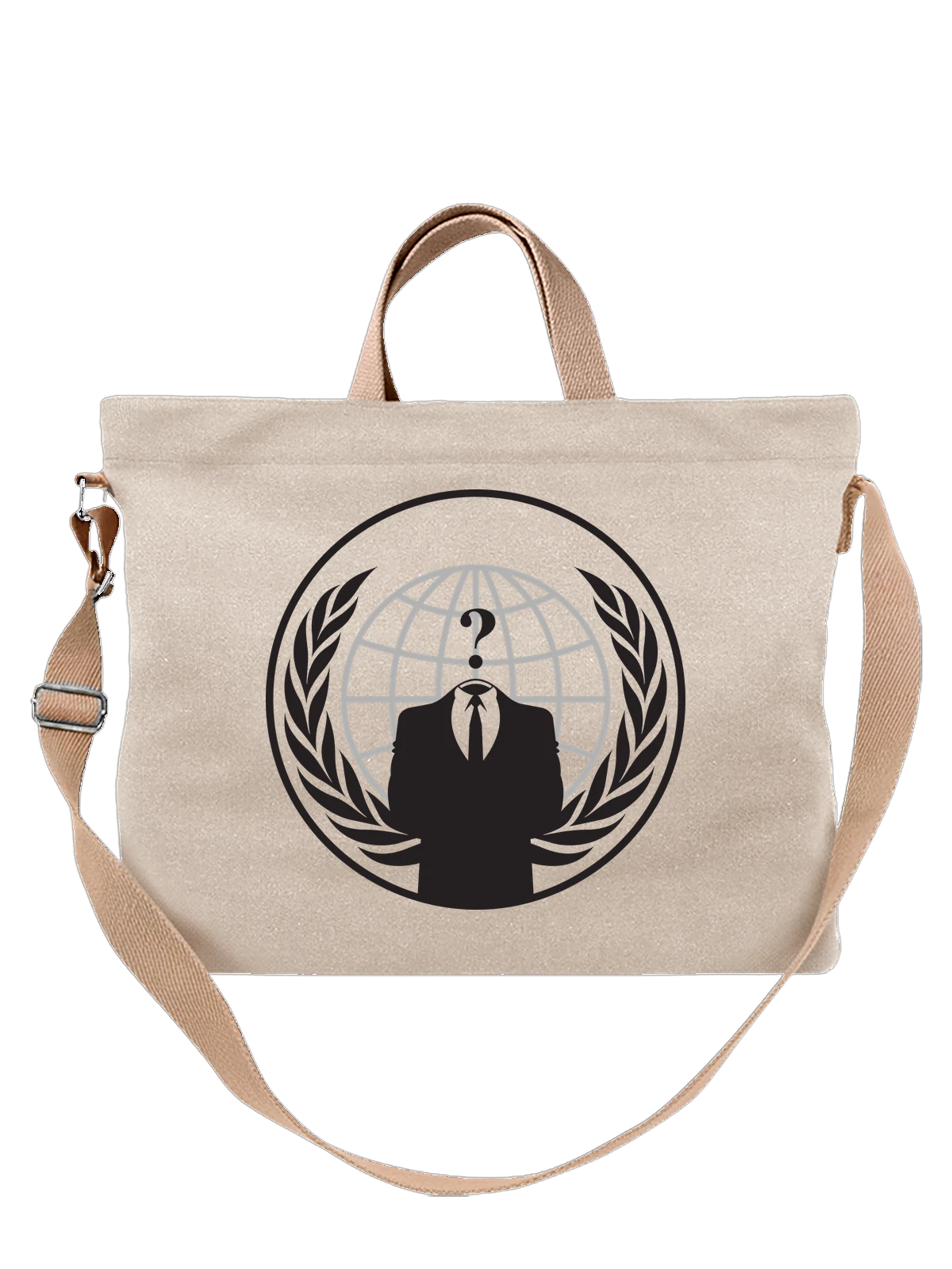 Сумка Anonymous белая с принтом — монохромный принт — Белая, фото 1