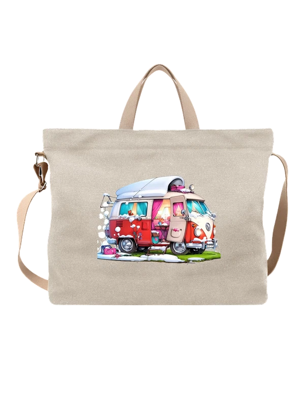 Сумка Volkswagen camper van с зимним кемпингом — Белая, фото 1