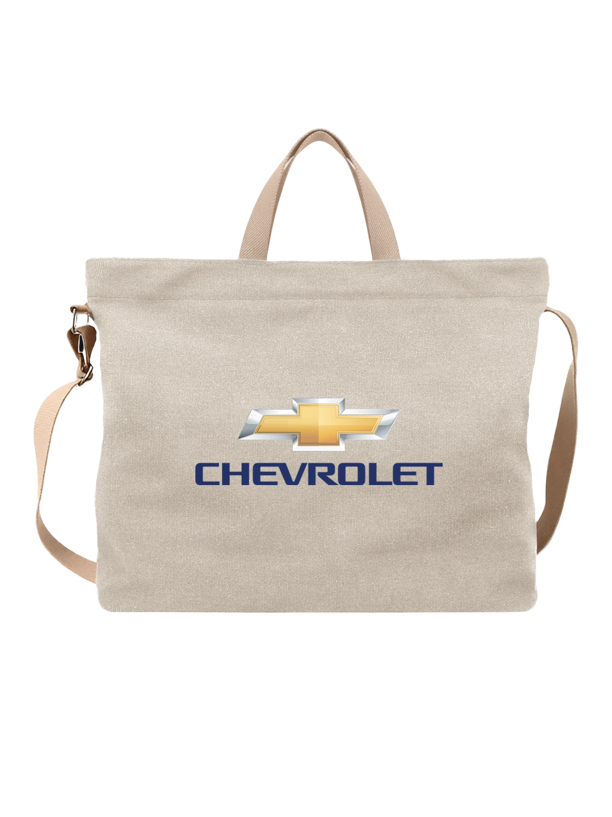 Сумка Chevrolet белая с принтом — серебристая рамка — Белая, фото 1