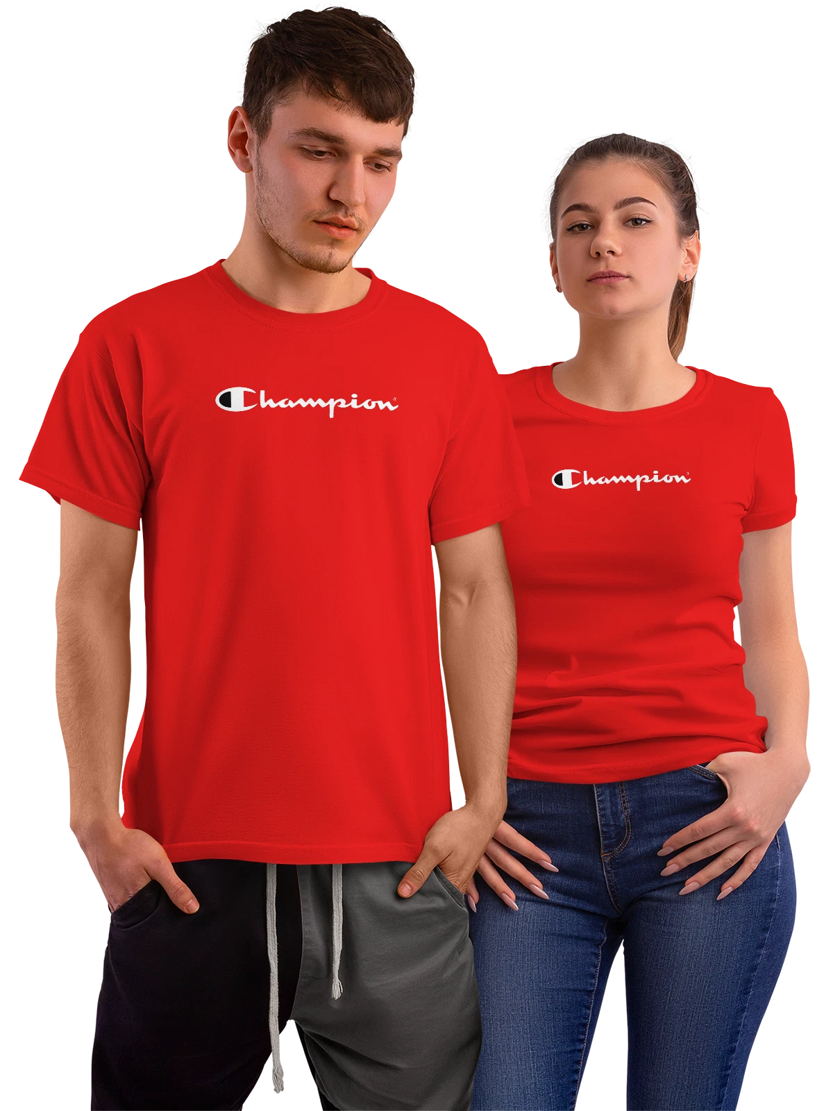 Футболка Champion красная с принтом — контрастный принт — Красная, фото 1