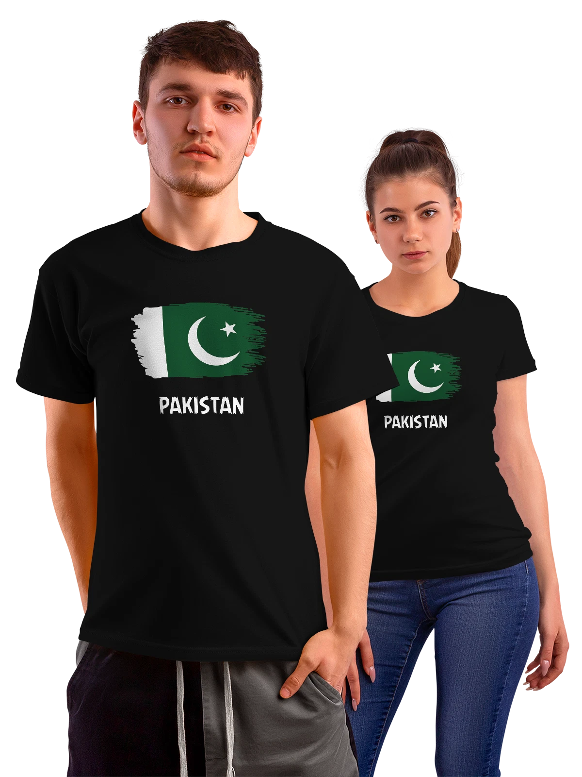 Футболка с флагом Пакистан Pakistan чёрная с принтом — национальная символика — Чёрная, фото 1