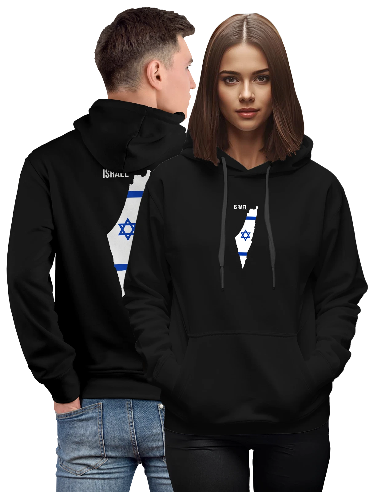 Худи с флагом Израиля Israel чёрное с принтом — национальная символика — Чёрная, фото 1