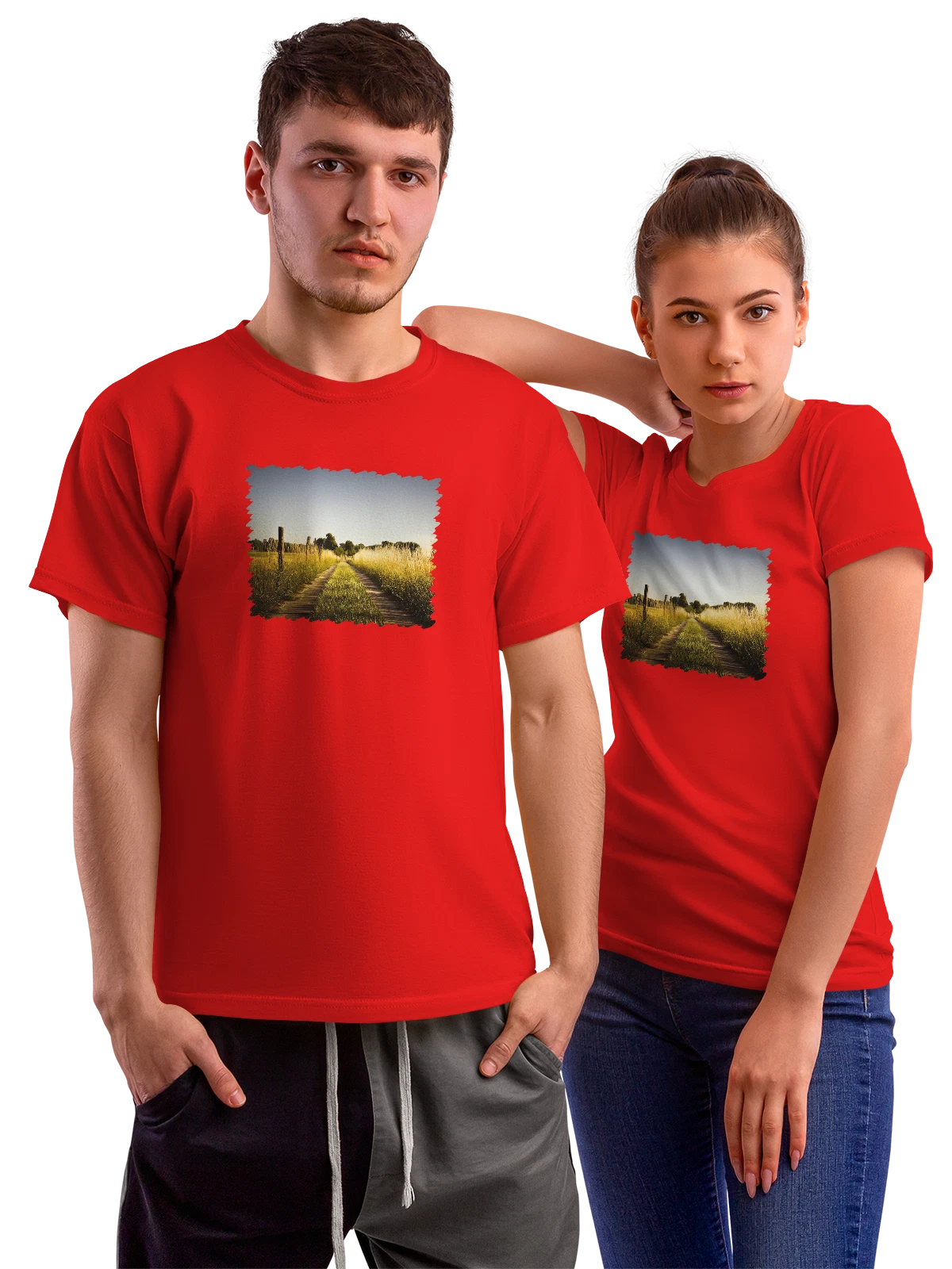 Футболка Природа Country Road красная с принтом — путешествия — Красная, фото 1