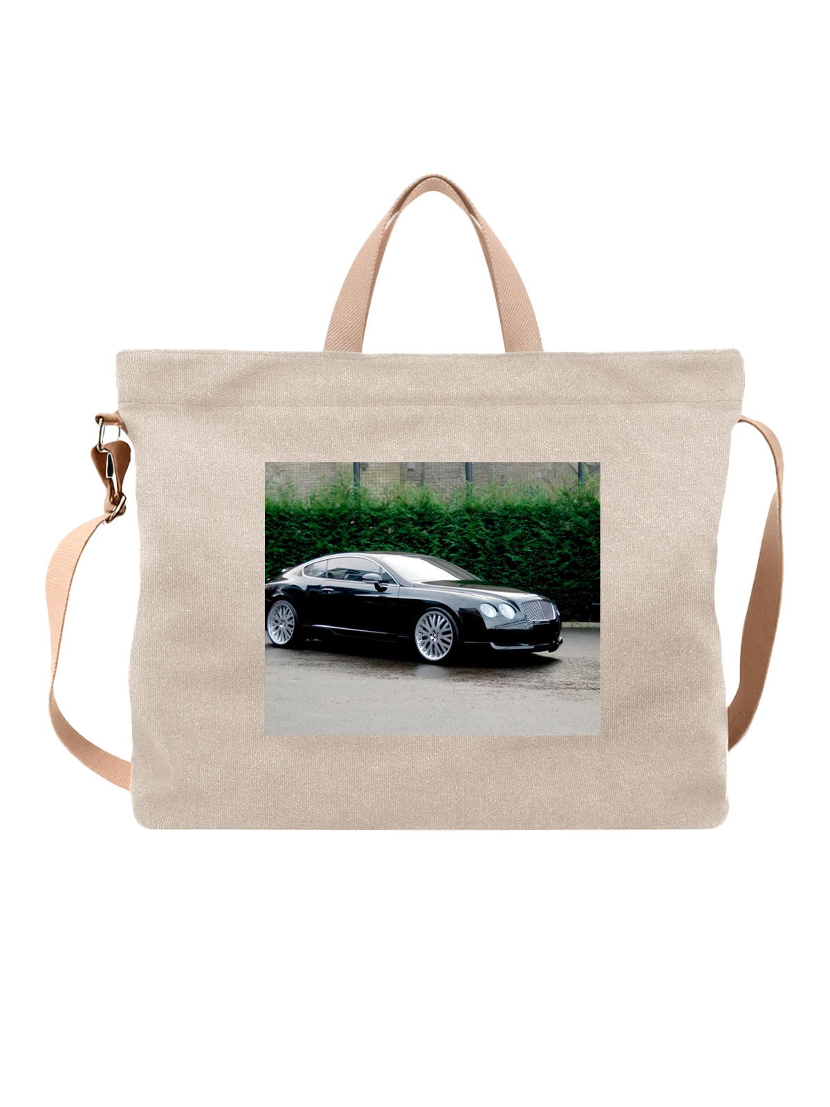 Сумка бежевая с принтом Машина Bentley — автомобильная эстетика — Бежевая, фото 1