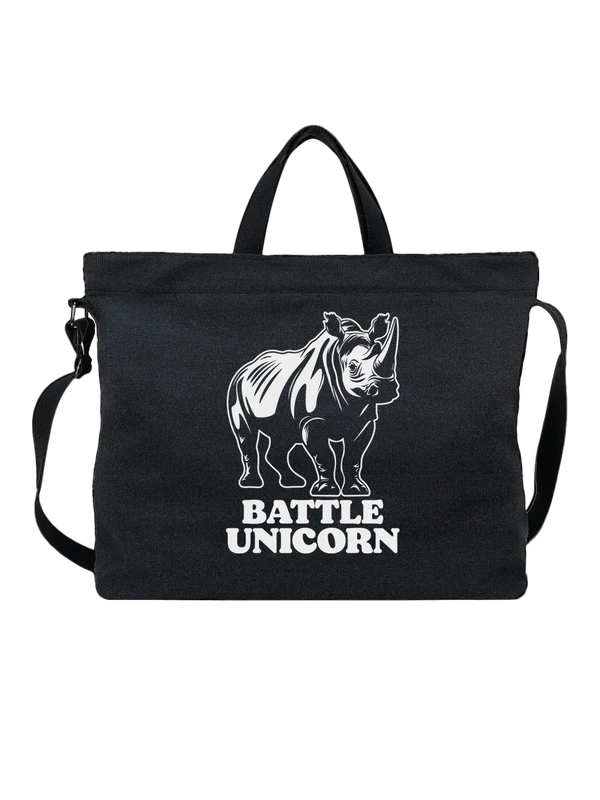 Сумка носорог надпись battle unicorn — Чёрная, фото 1