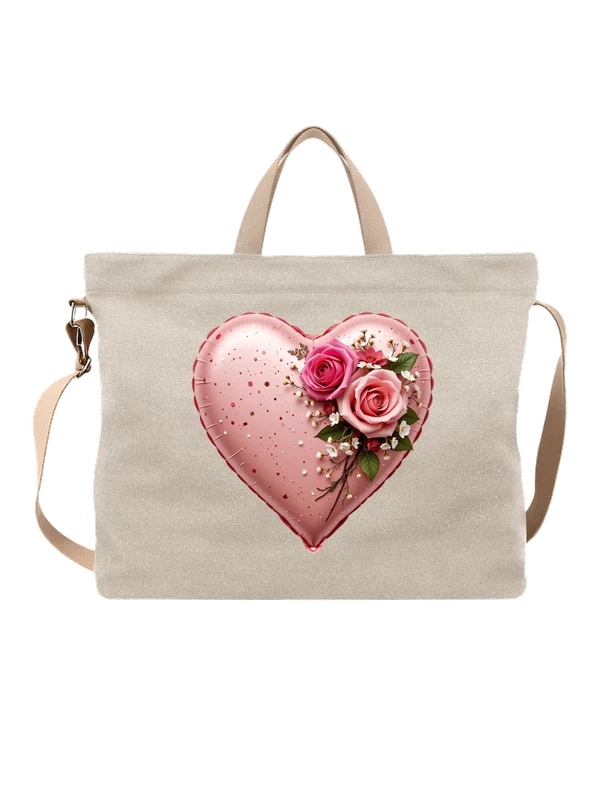 Сумка розовое сердце с rose bouquet роз — Белая, фото 1