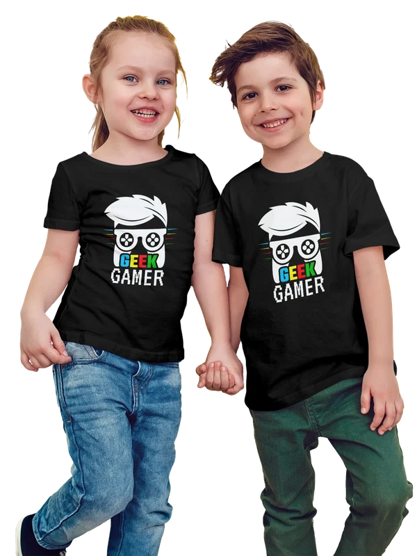 Футболка геймер с надписью geek gamer — Чёрная, фото 1
