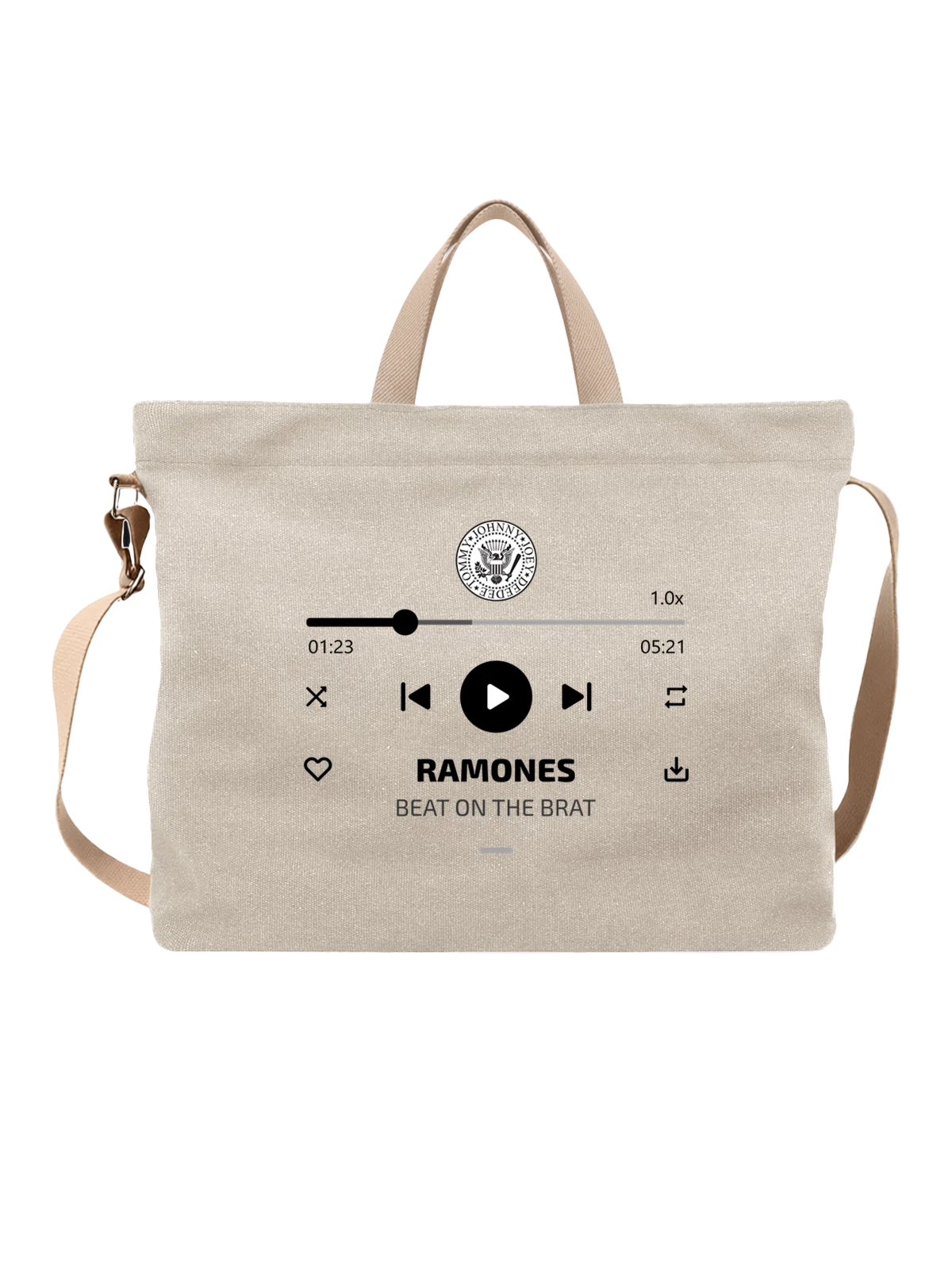 Сумка Ramones Beat on the brat белая с принтом — рок группа — Белая, фото 1