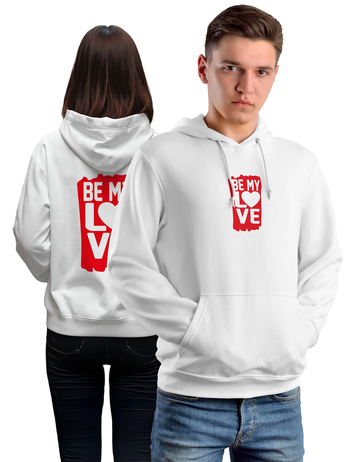 Худи Надпись be my love белое с принтом — подарок любимой — Белая, фото 1