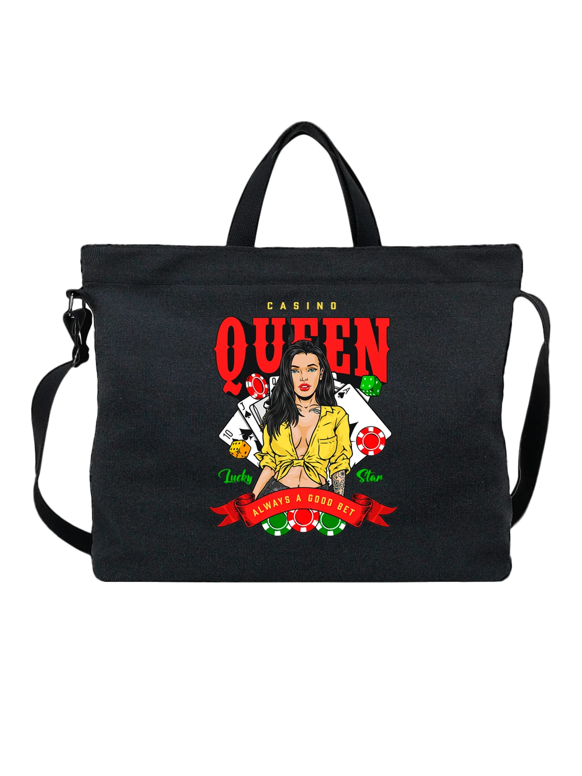 Сумка Девушка карты casino queen чёрная с принтом — подарок игроку — Чёрная, фото 1