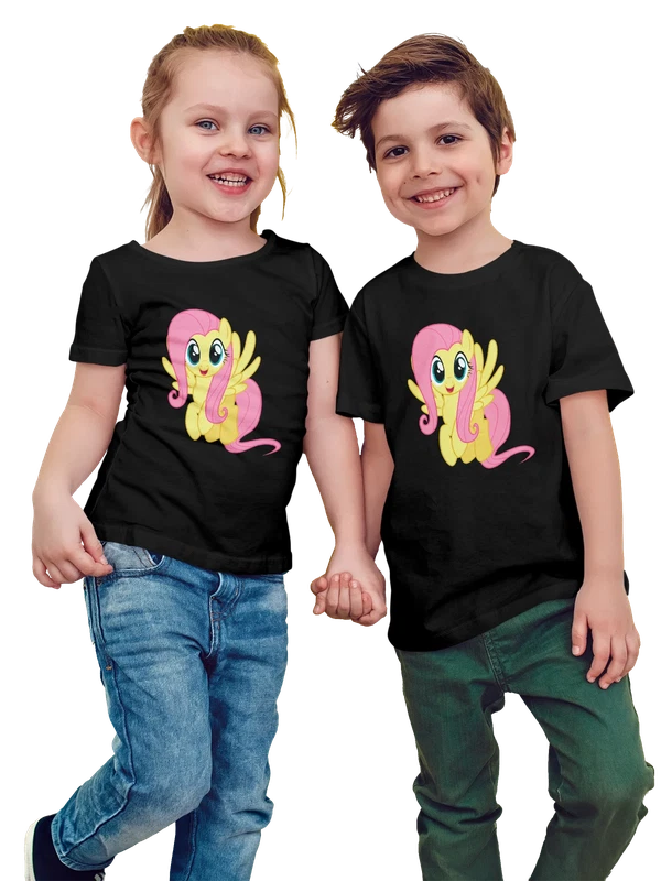 Футболка Флаттершай Дружба это чудо My Little Pony — Чёрная, фото 1