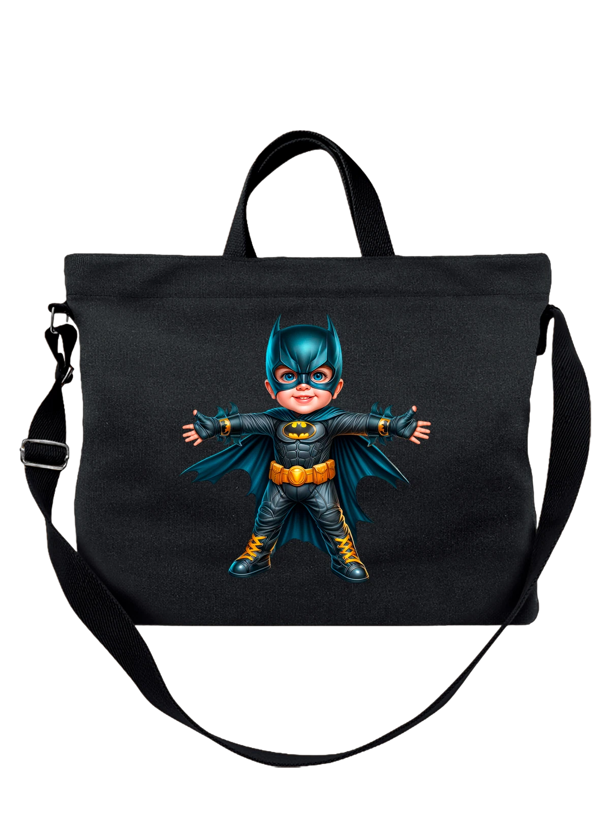 Сумка с мальчиком Бэтменом Batman чёрная с принтом — поп культура — Чёрная, фото 1
