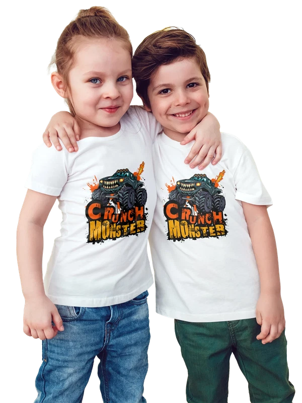 Футболка с джипом crunch monster — Белая, фото 1