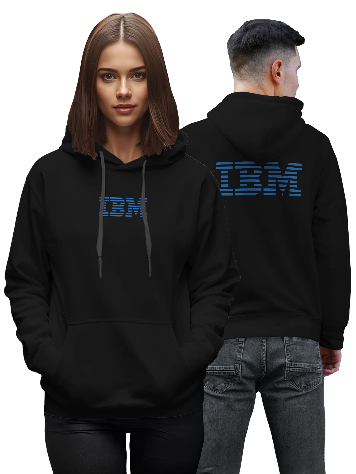 Худи IBM чёрное с принтом — история вычислительной техники — Чёрная, фото 1