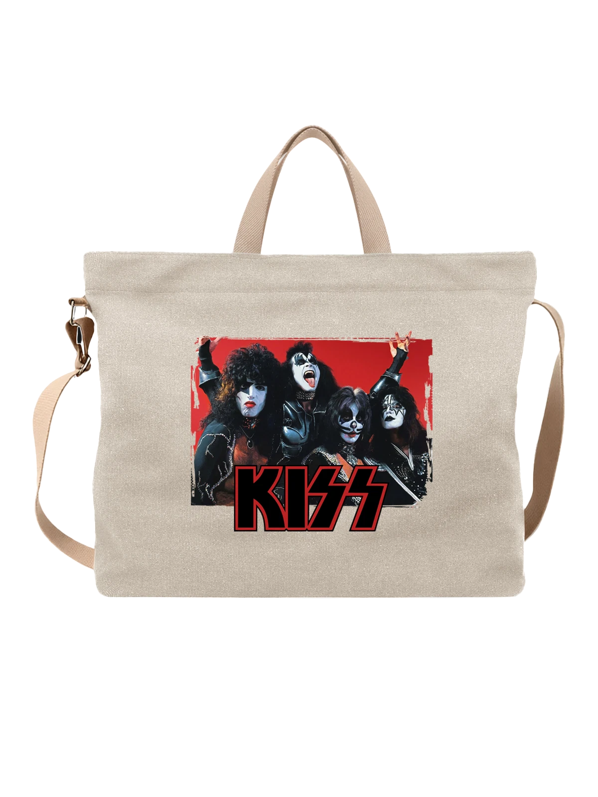 Сумка Группа Kiss Кисс белая с принтом — исполнитель — Белая, фото 1