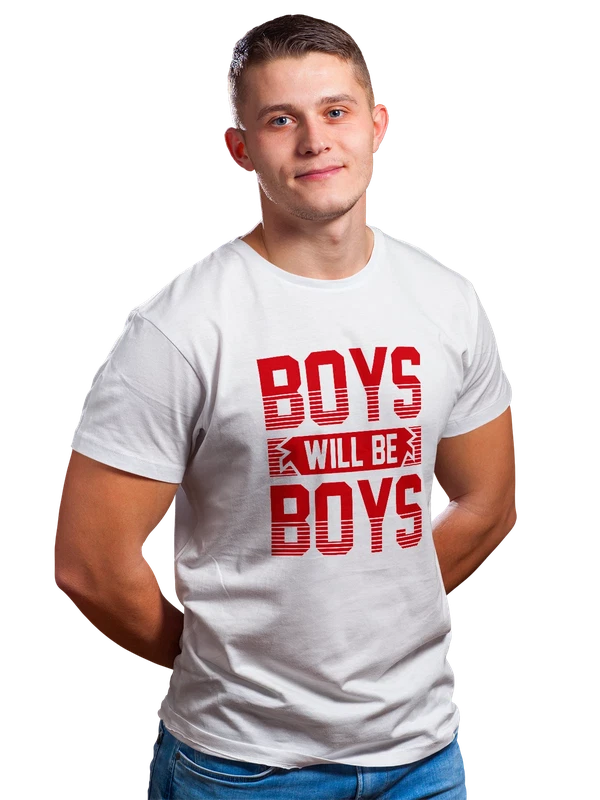 Футболка с надписью boys — Белая, фото 1