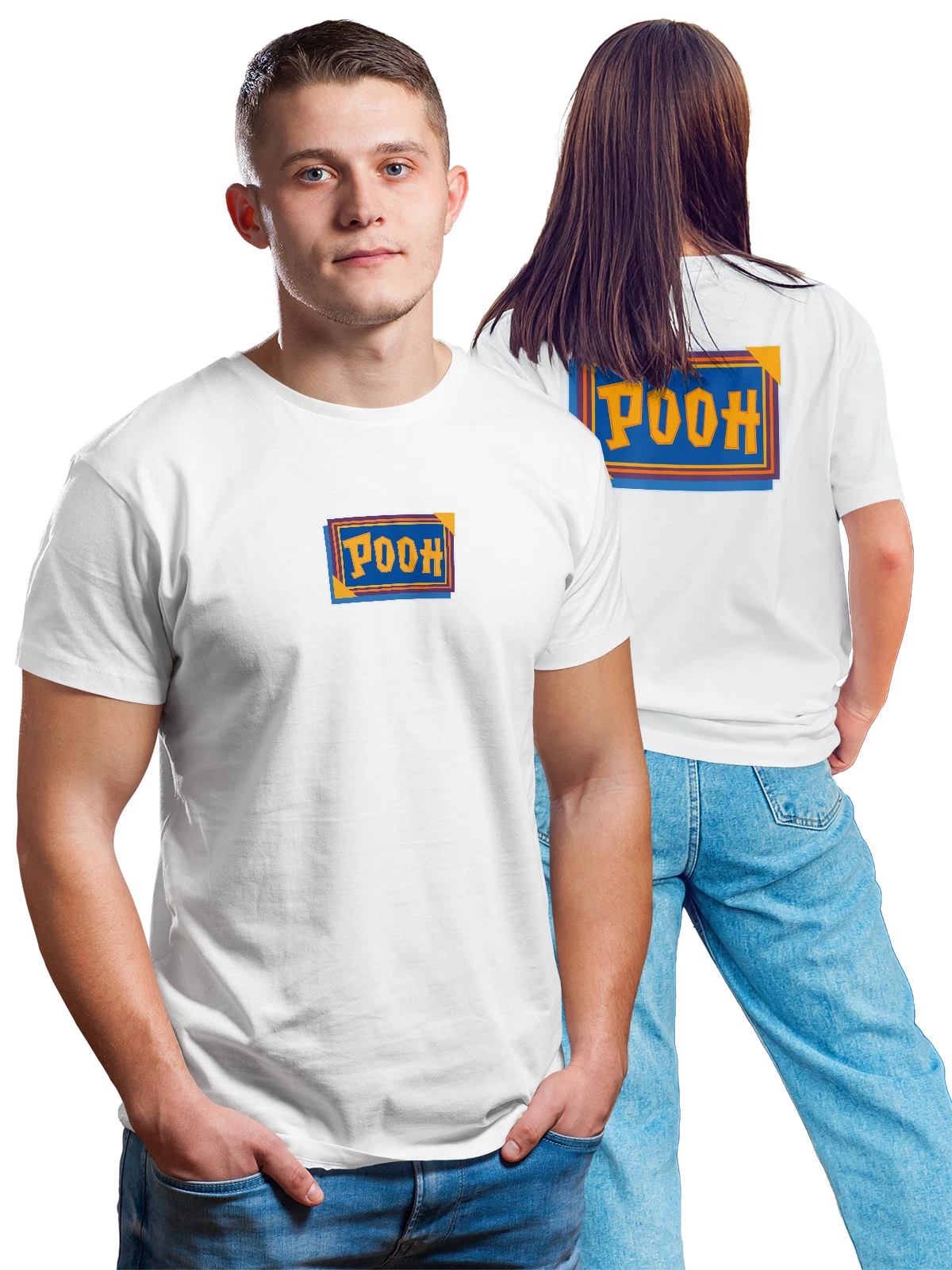 Футболка Pooh белая с принтом на спине — футболка подростку — Белая, фото 1