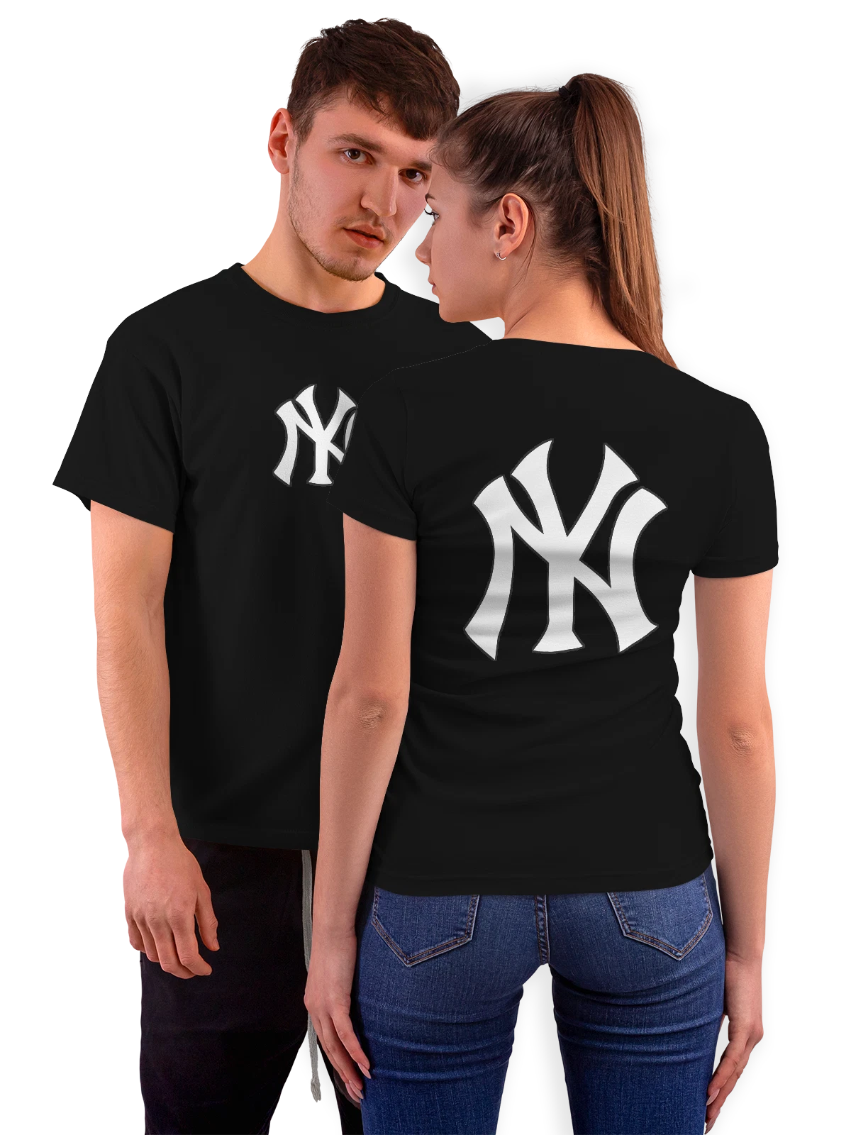 Футболка New York Yankees чёрная с принтом на спине — знаменитая спортивная монограмма — Чёрная, фото 1