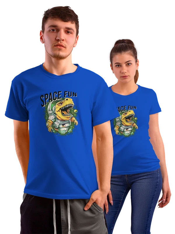 Футболка динозавр космонавт space fun — Синяя, фото 1