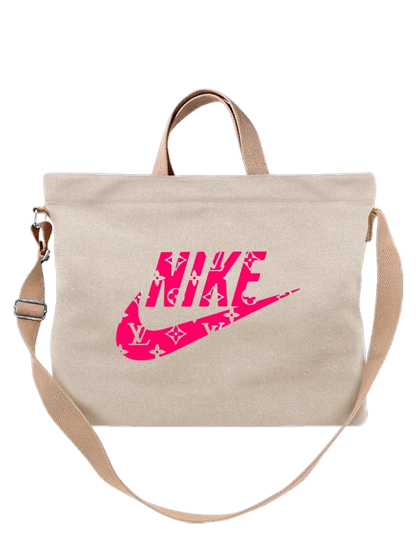 Сумка Nike с розовым логотипом и узором LV — Белая, фото 1
