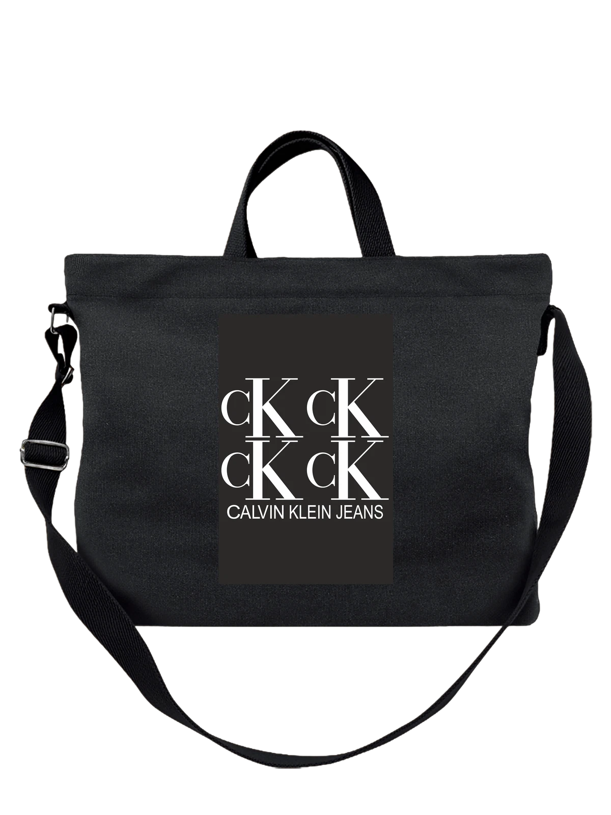 Сумка Calvin Klein Jeans с крупным логотипом чёрная с принтом — крупный принт — Чёрная, фото 1