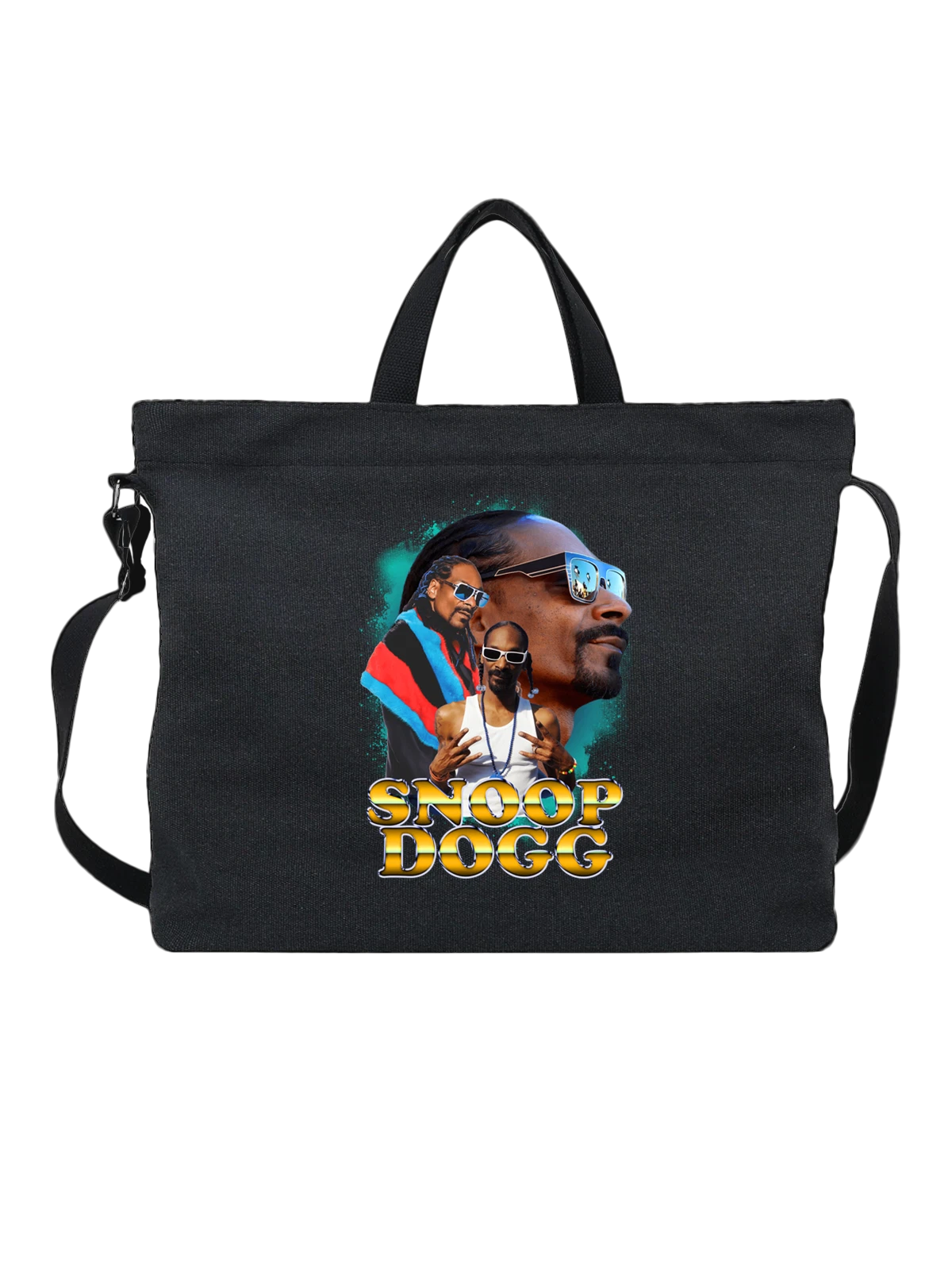 Сумка чёрная с принтом Снуп Догг в очках и цепочке Snoop Dogg — очки — Чёрная, фото 1