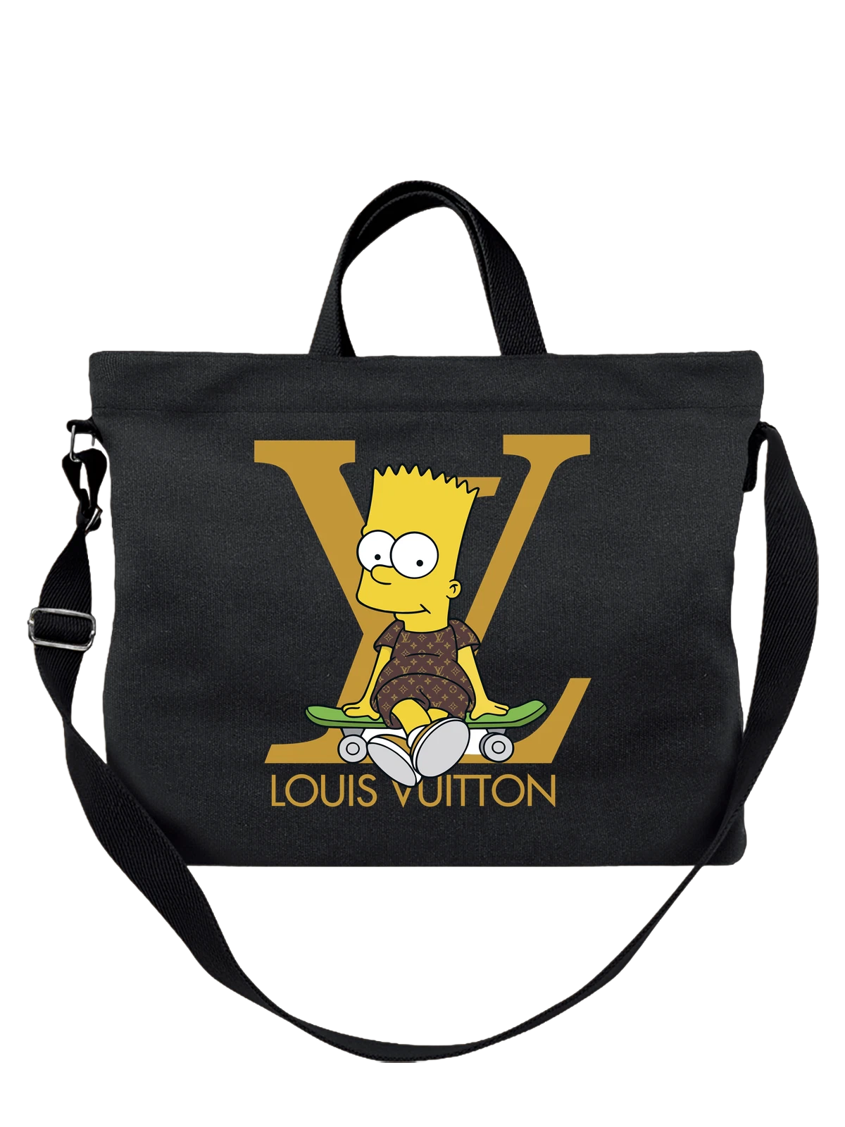 Сумка Барт Симпсон в одежде Louis Vuitton чёрная с принтом — милый арт — Чёрная, фото 1