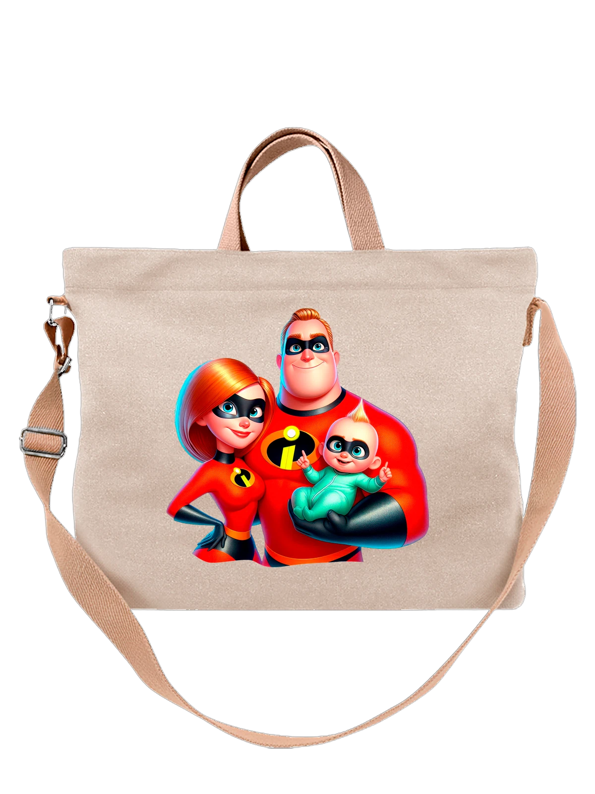 Сумка Боб Парр Эластика Джек Суперсемейка Incredibles белая с принтом — забавная еда — Белая, фото 1