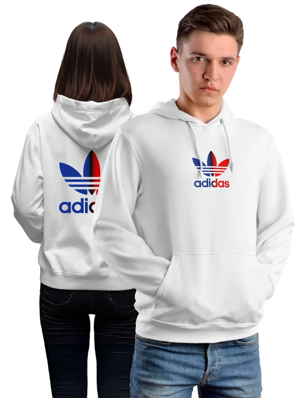Худи логотип Adidas синий красный с эмблемой — Белая, фото 1