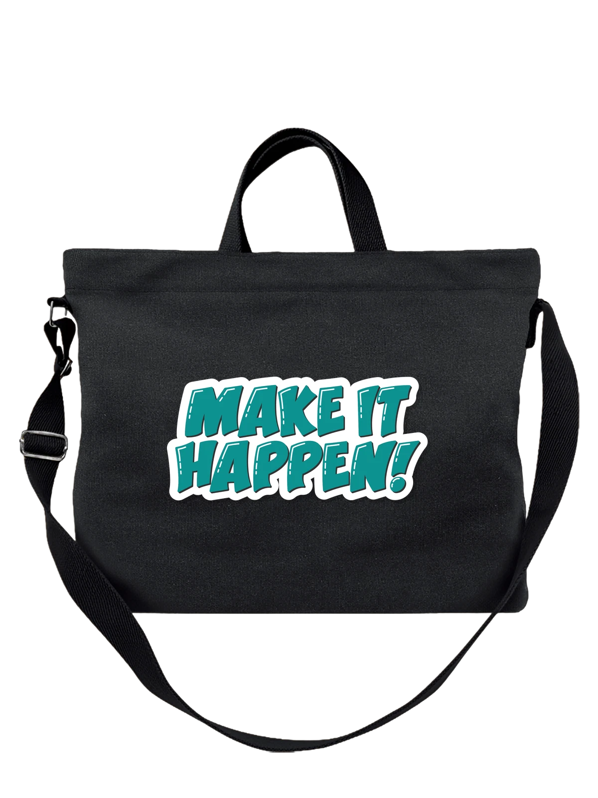 Сумка чёрная с принтом с надписью Make It Happen — вдохновение — Чёрная, фото 1