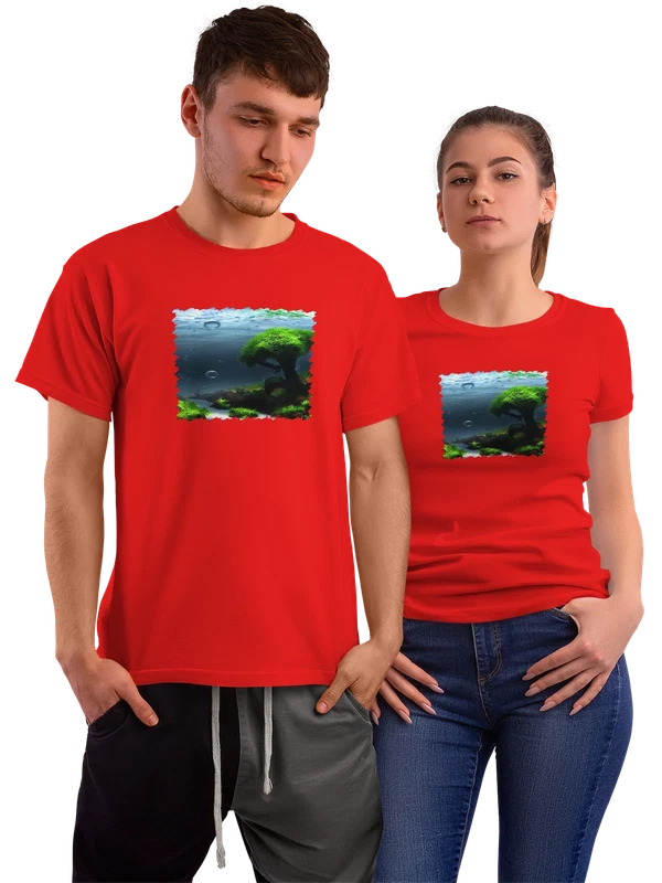 Футболка 3Д Underwater landscape — Красная, фото 1