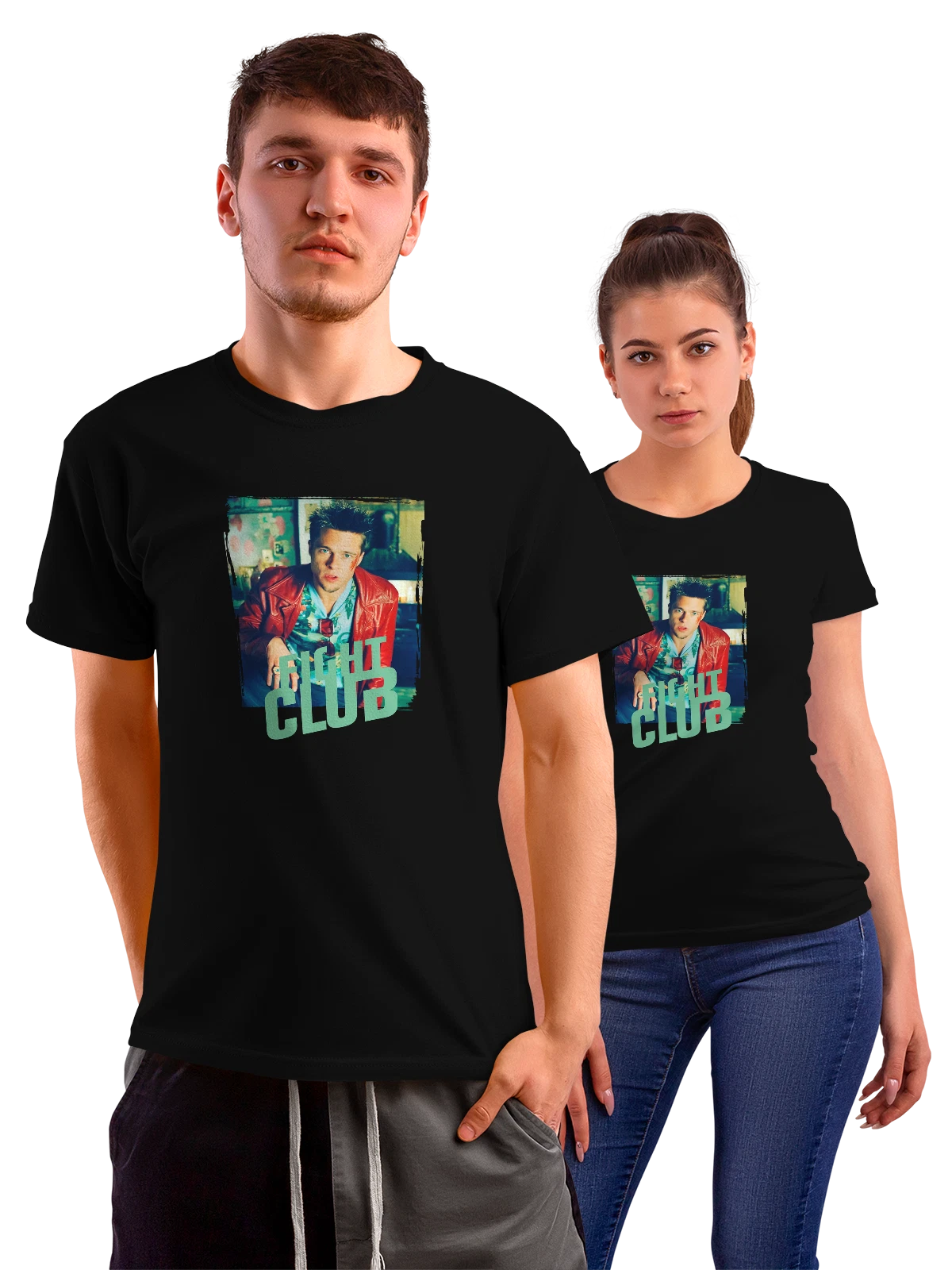 Футболка Fight club Брэд Питт чёрная с принтом — футболка подростку — Чёрная, фото 1