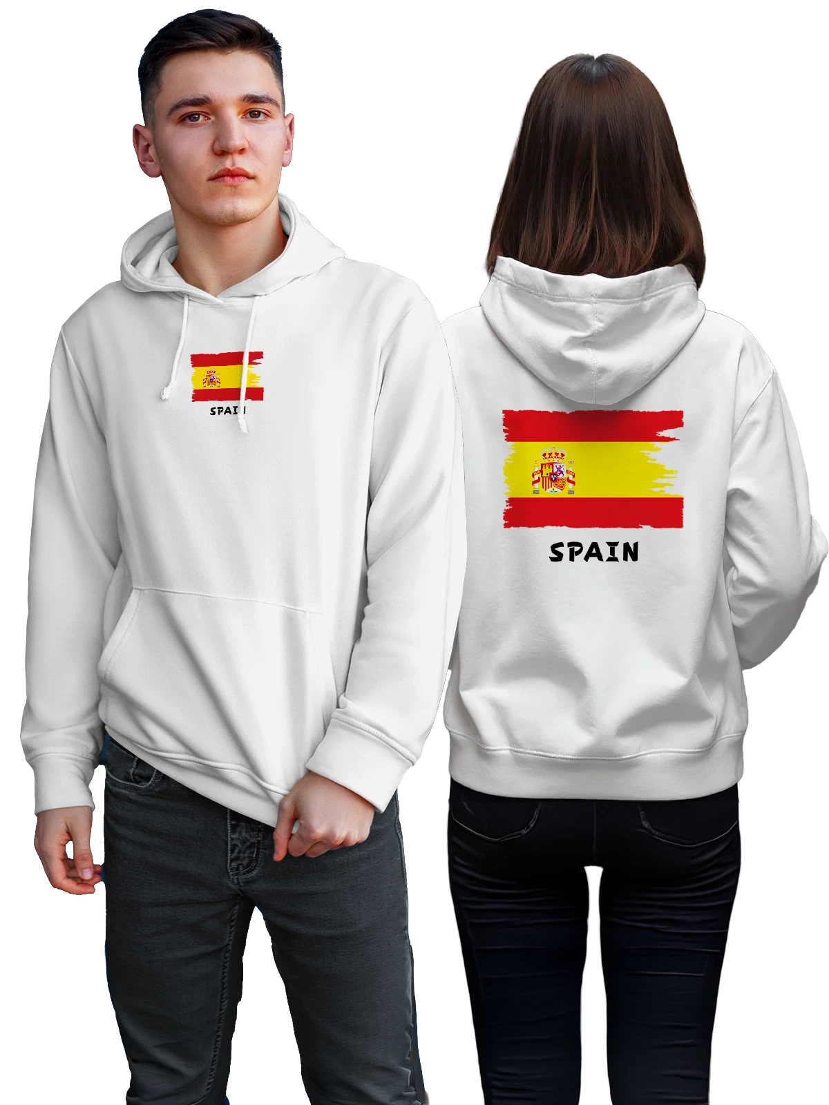 Худи с флагом Испании Spain белое с принтом — национальная символика — Белая, фото 1