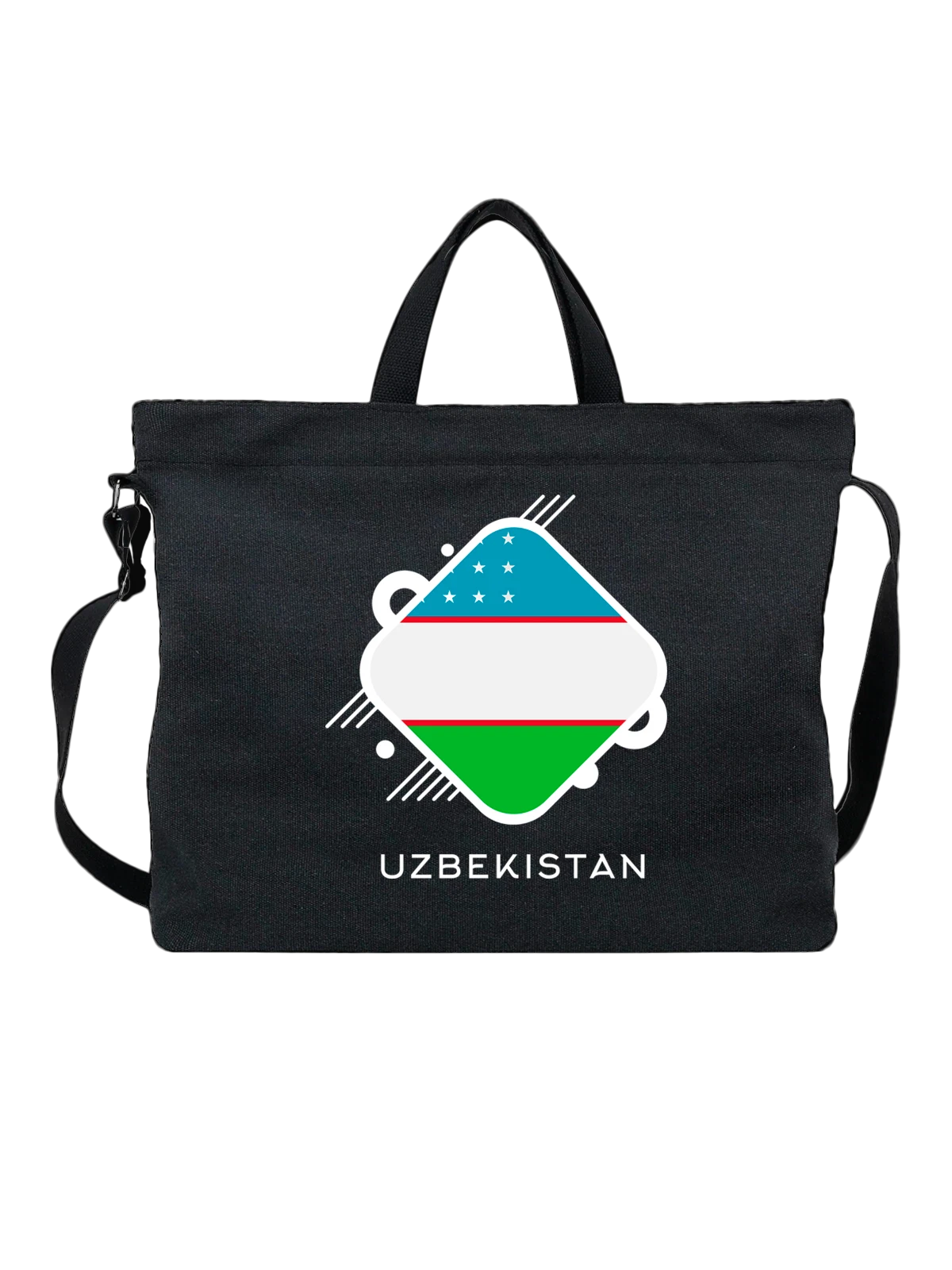 Сумка Флаг Узбекистана Uzbekistan чёрная с принтом — национальная символика — Чёрная, фото 1