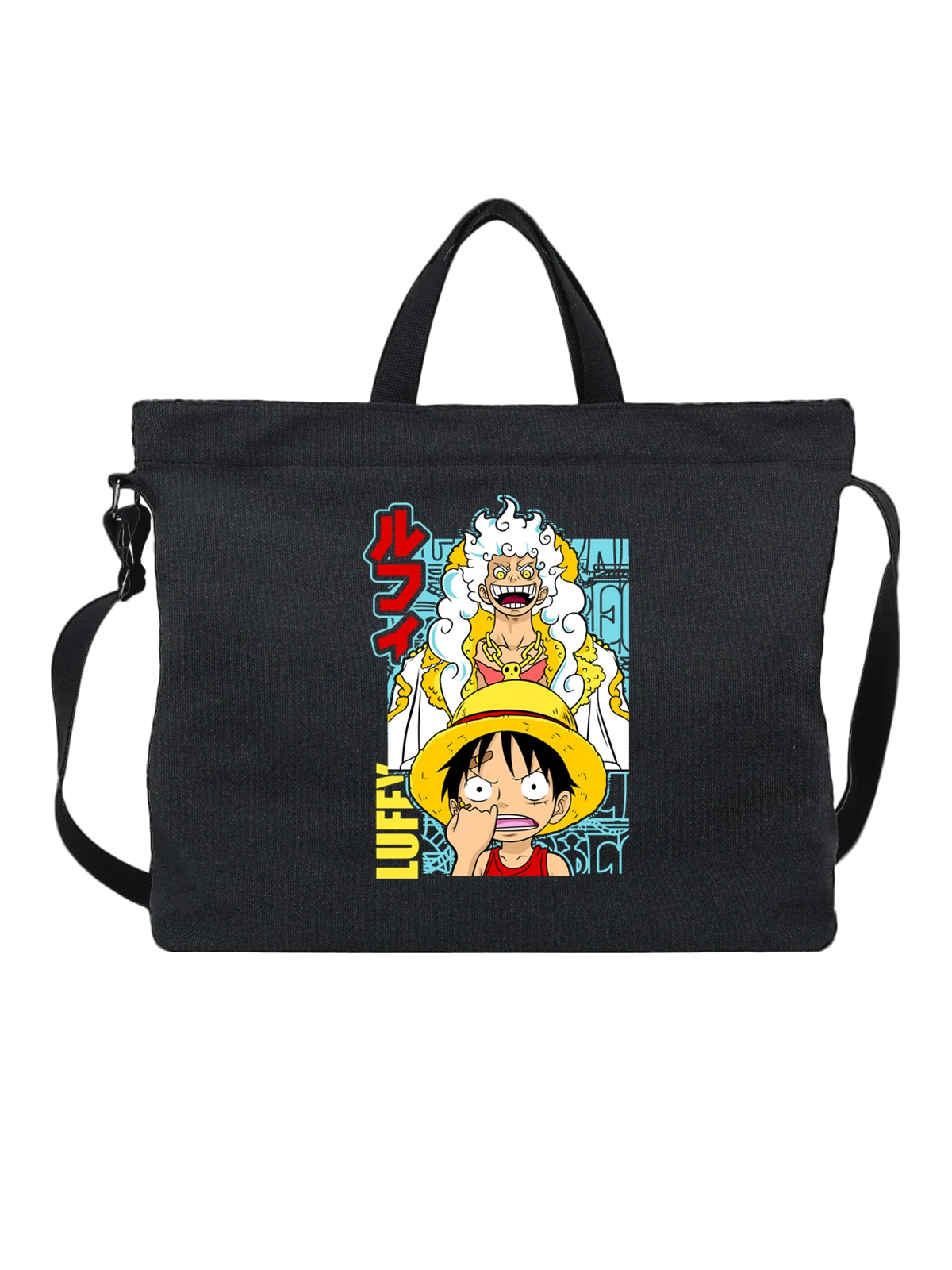 Сумка Луффи и Ямото One Piece Вано чёрная с принтом — белые волосы — Чёрная, фото 1