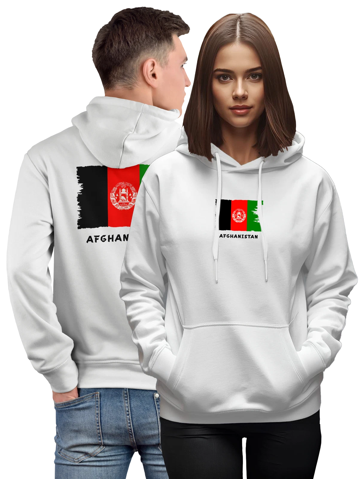 Худи с флагом Афганистана Afghanistan белое с принтом — патриотический принт — Белая, фото 1