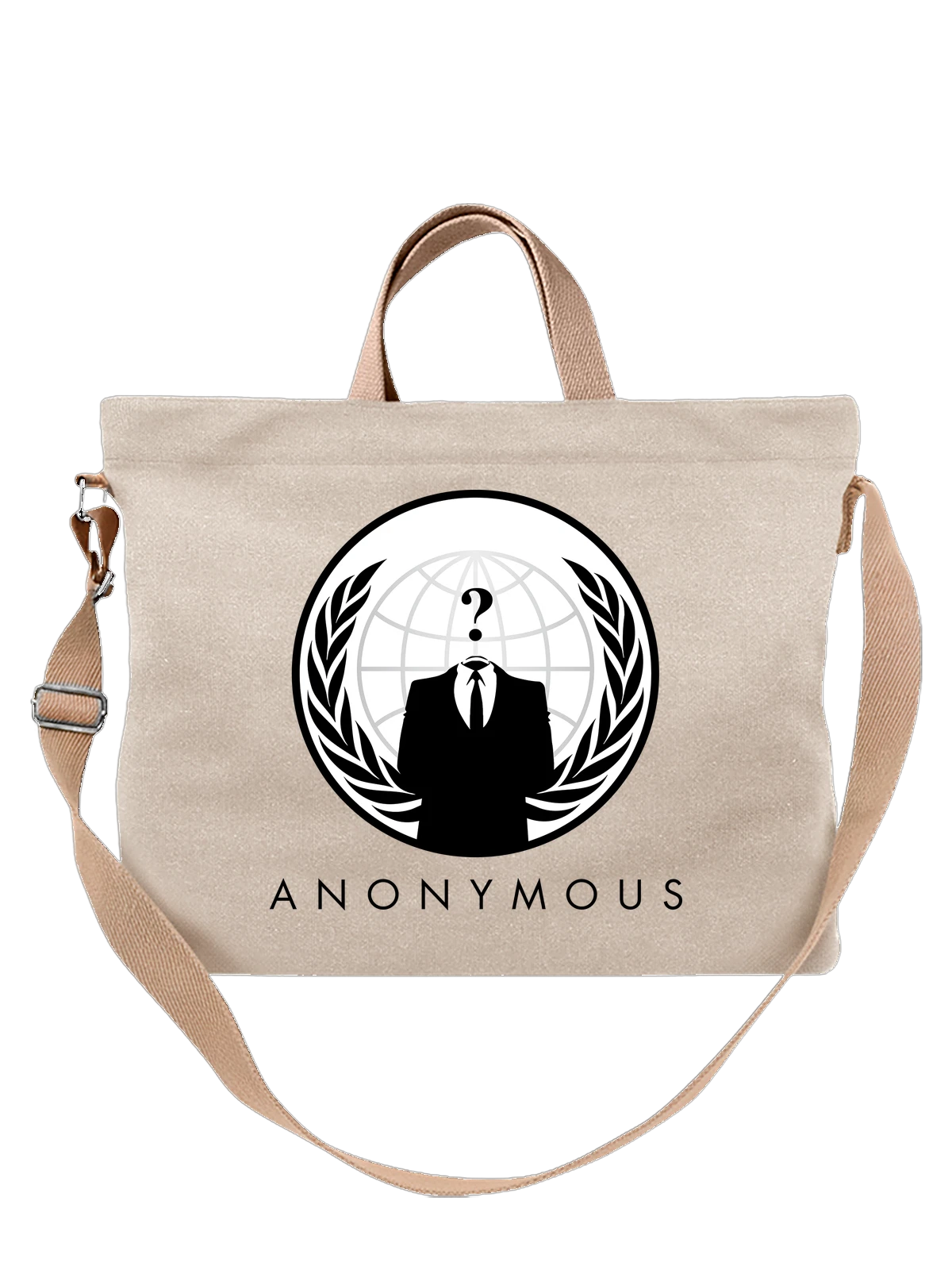 Сумка Anonymous белая с принтом — интернет движение — Белая, фото 1