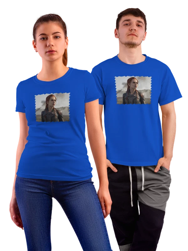 Футболка кино фильм Черная Вдова Скарлетт Йоханссон — Синяя, фото 1