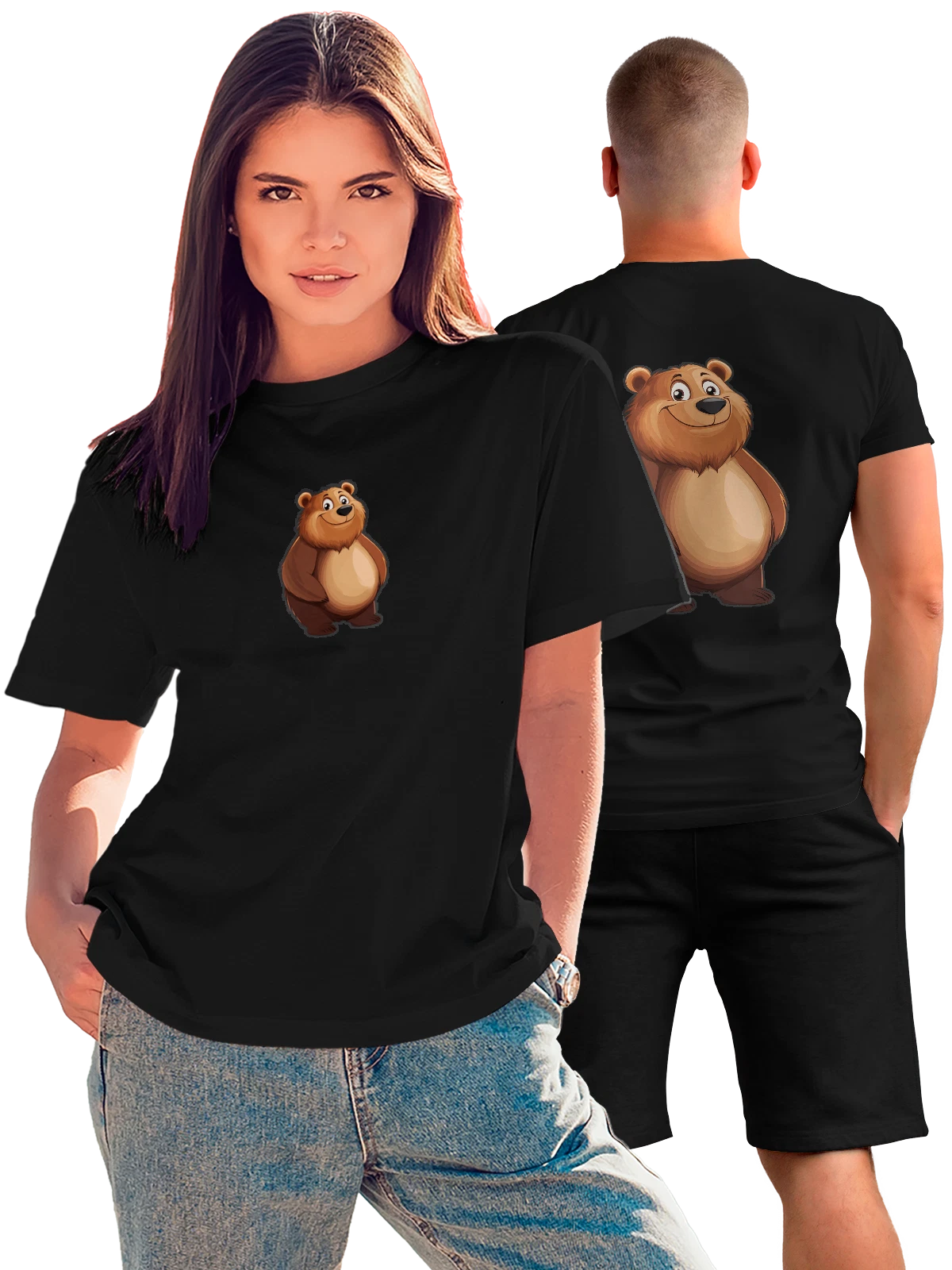 Футболка Медведь чёрная с принтом на спине — природная тематика — Чёрная, фото 1