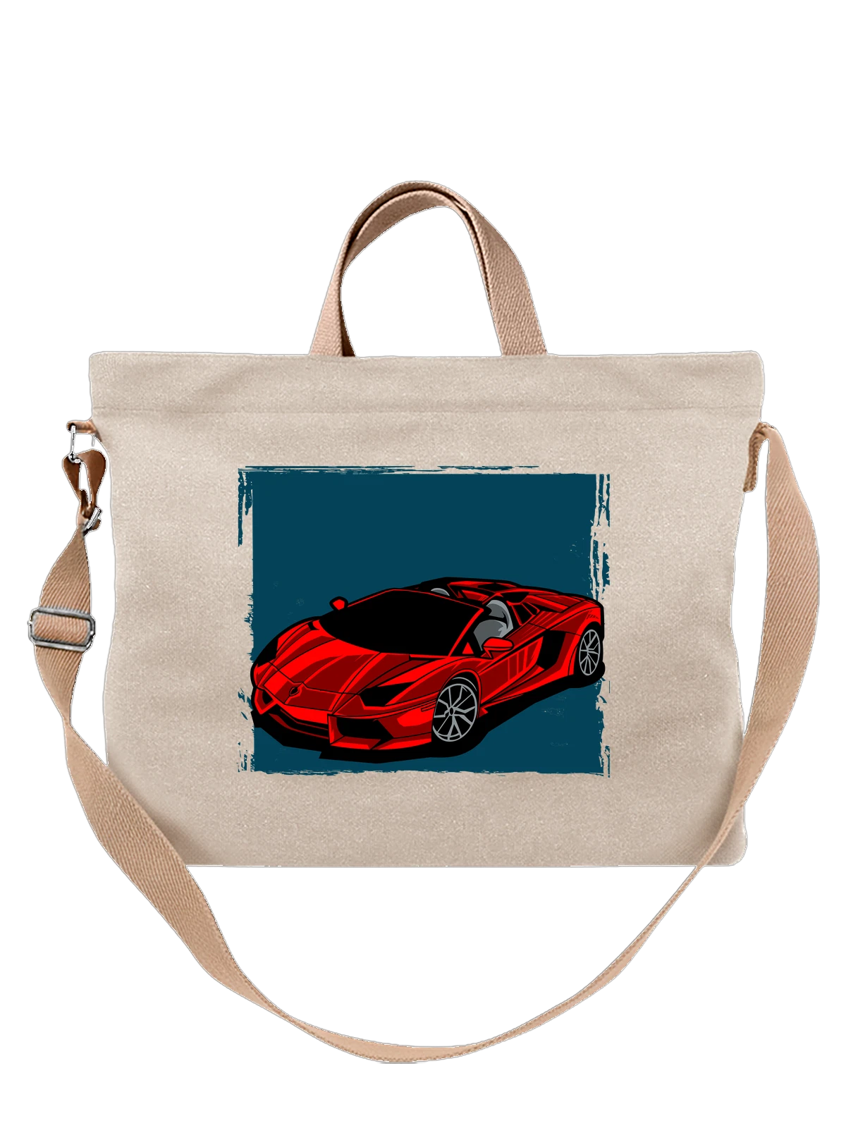 Сумка Красный спорткар Lamborghini Aventador белая с принтом — итальянский суперкар — Белая, фото 1