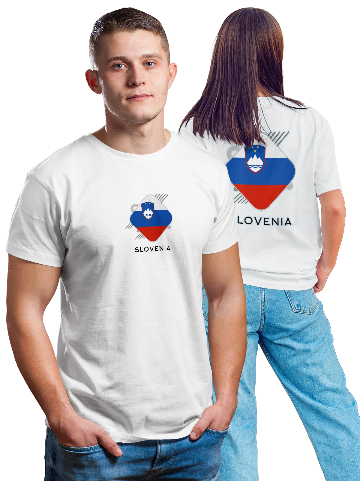 Футболка Флаг Словении Slovenia белая с принтом на спине — национальная символика — Белая, фото 1