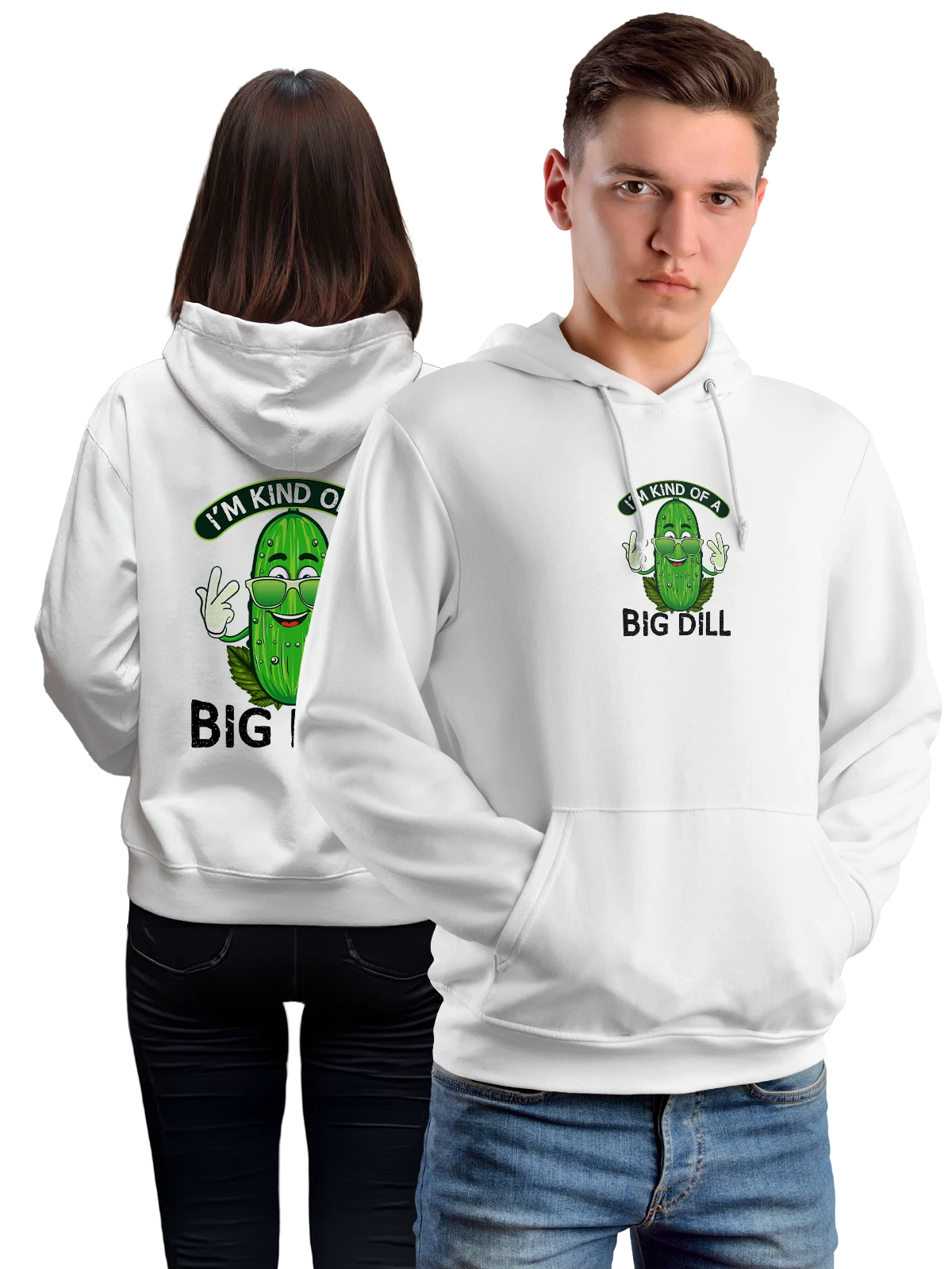 Худи Огурец big dill белое с принтом — забавная еда — Белая, фото 1