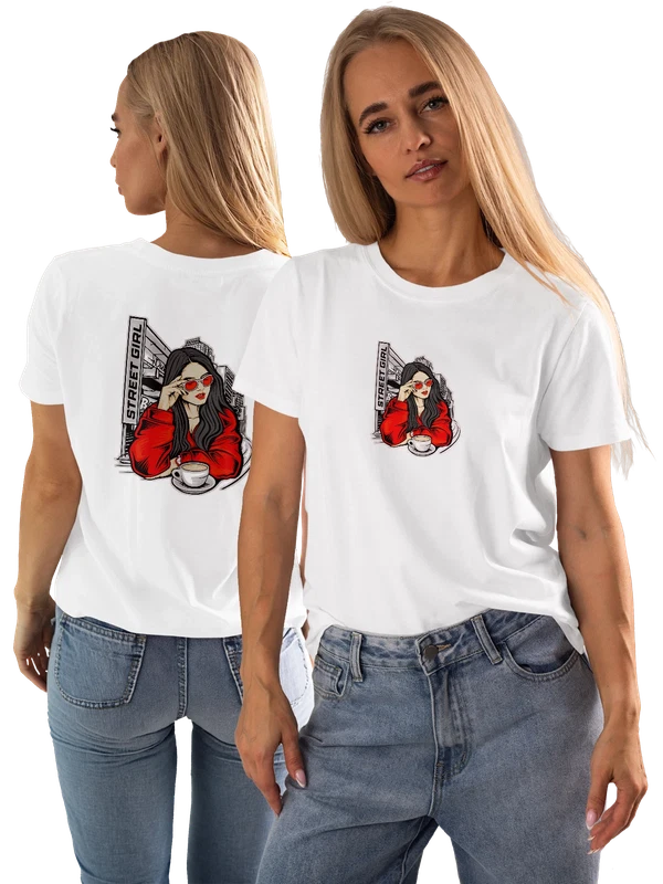 Футболка кофе девушка street girl — Белая, фото 1