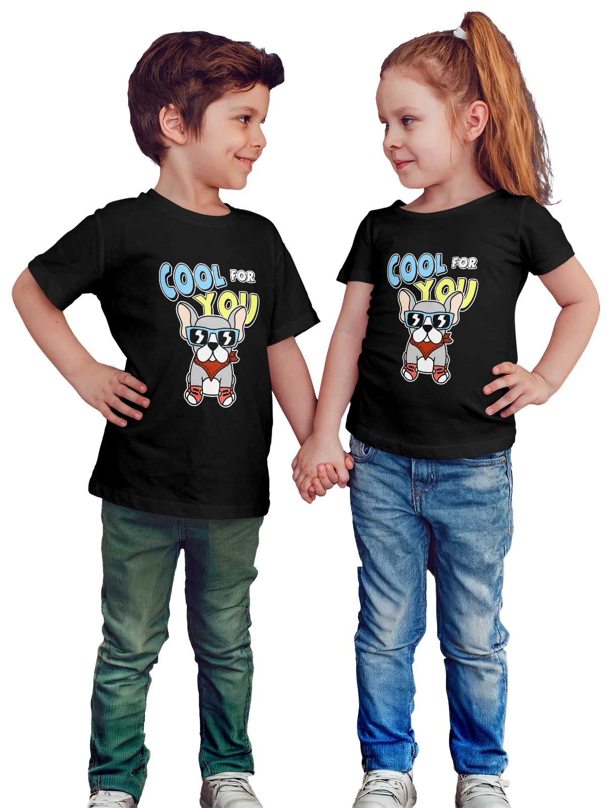 Футболка детская Бульдог в очках и бандане COOL FOR YOU чёрная с принтом — бульдог в бандане — Чёрная, фото 1